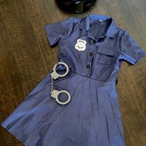 Girls Police Halloween Costume Dress with Handcuffs - XL